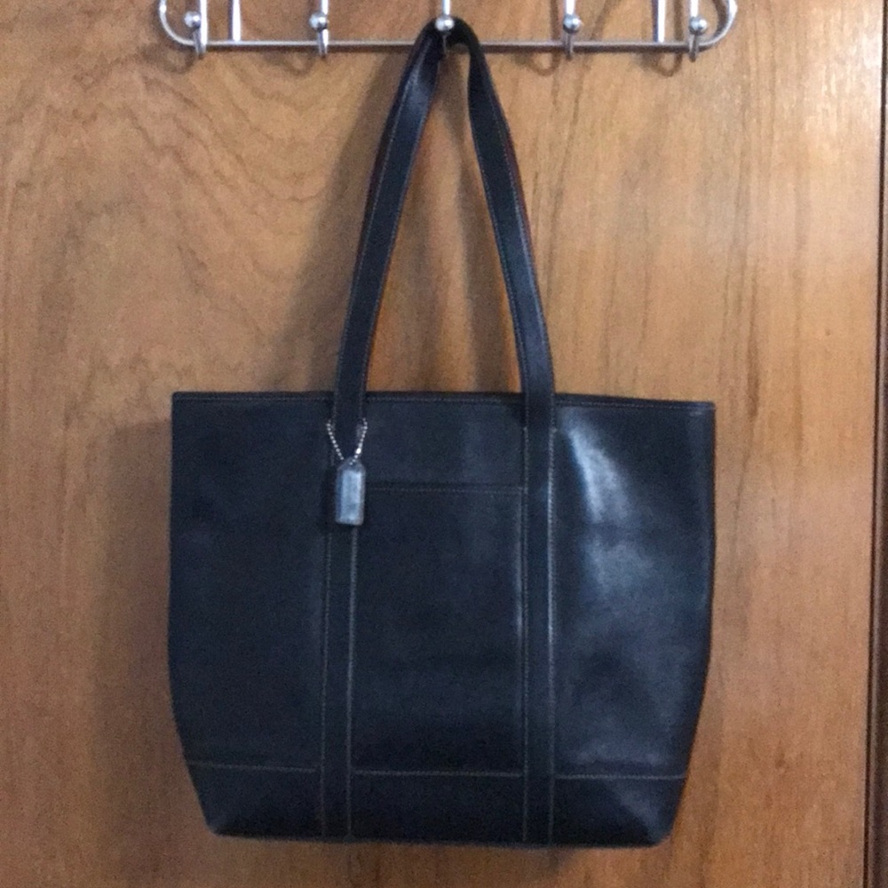 Coach Tote Bag with black and brown leather and brown lining